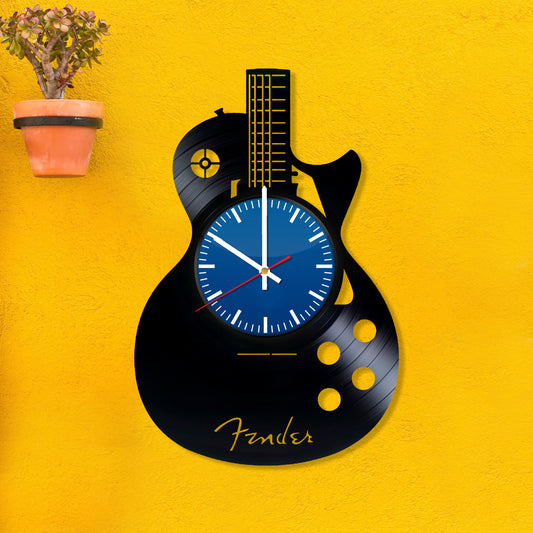 RECORDTICK™ Hand Made Vinyl Record Wall clock size 12inch(30cm) Fender Guitar