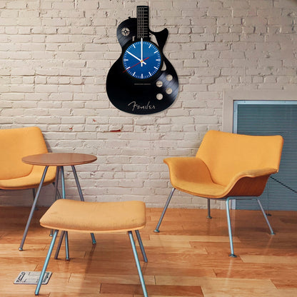 RECORDTICK™ Hand Made Vinyl Record Wall clock size 12inch(30cm) Fender Guitar