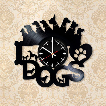 RECORDTICK™ Hand Made Vinyl Record Wall clock size 12inch(30cm) Dogs