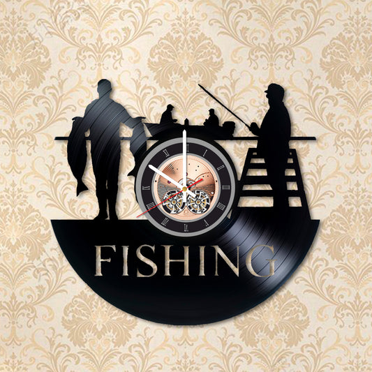 RECORDTICK™ Hand Made Vinyl Record Wall clock size 12inch(30cm) Fishing