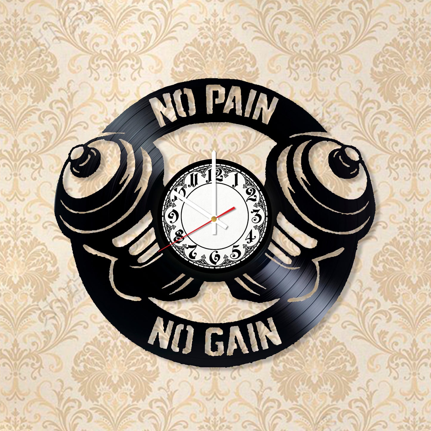 RECORDTICK™ Hand Made Vinyl Record Wall clock size 12inch(30cm) Gym No Pain No Gain