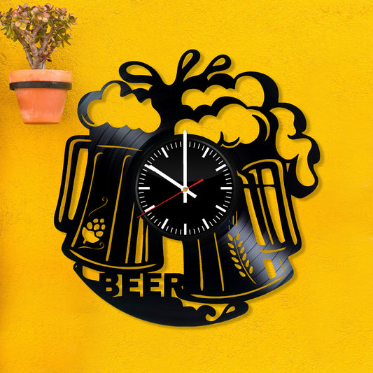 RECORDTICK™ Hand Made Vinyl Record Wall clock size 12inch(30cm) Beer clock