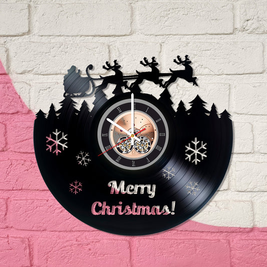 RECORDTICK™ Hand Made Vinyl Record Wall clock size 12inch(30cm) Merry Christmas