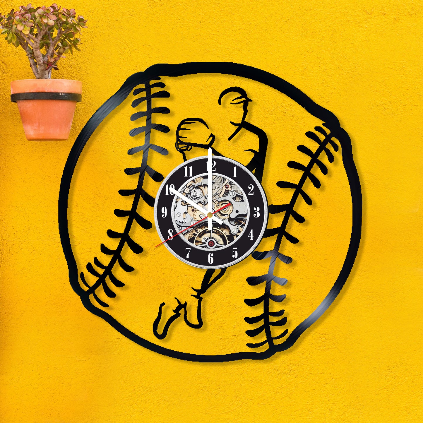 RECORDTICK™ Hand Made Vinyl Record Wall clock size 12inch(30cm) Baseball