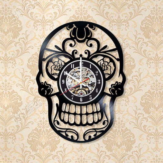 RECORDTICK™ Hand Made Vinyl Record Wall clock size 12inch(30cm) Scull