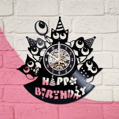 RECORDTICK™ Hand Made Vinyl Record Wall clock size 12inch(30cm) Happy Birthday