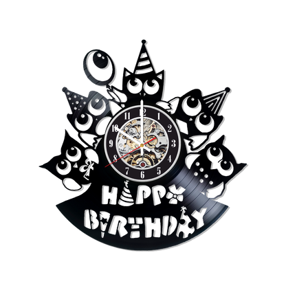 RECORDTICK™ Hand Made Vinyl Record Wall clock size 12inch(30cm) Happy Birthday